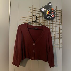 Maroon Cropped Cardigan